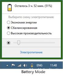 Панель Battery Mode